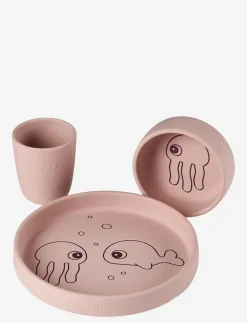 Silicone dinner set Sea friends Powder - Serveringsset
