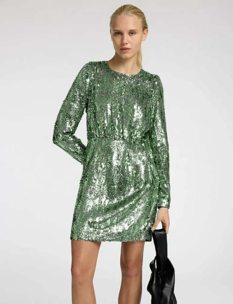 SLFARI-COLYN LS SHORT SEQUINS DRESS B - Korta klänningar