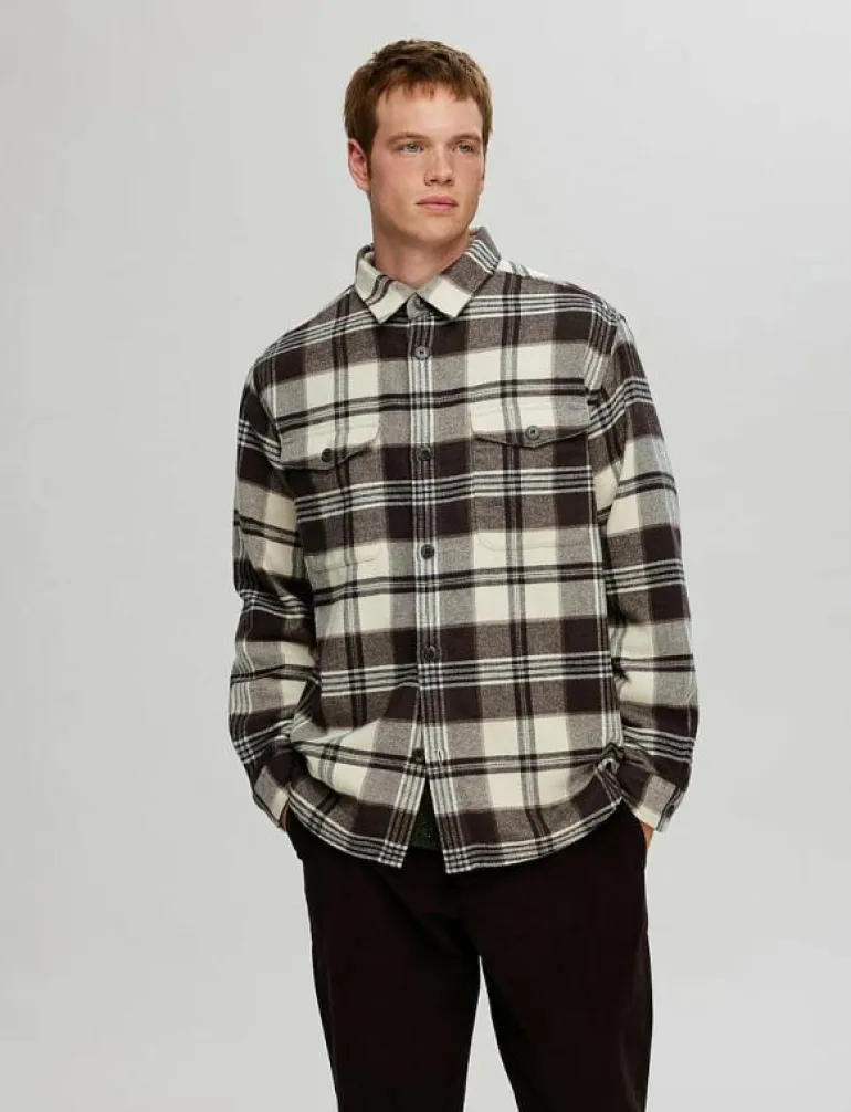 SLHRLXPABLO WOOL BLEND OVERSHIRT - Rutiga skjortor