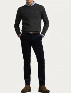 Slim Fit Washable Wool Crewneck Sweater - Rundhalsad