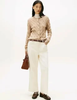 SOFT WOOL CABLE C-NK LS CARDIGAN - Koftor