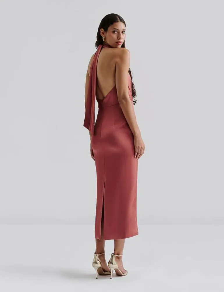 Solange open back halterneck midi dress - Midiklänningar