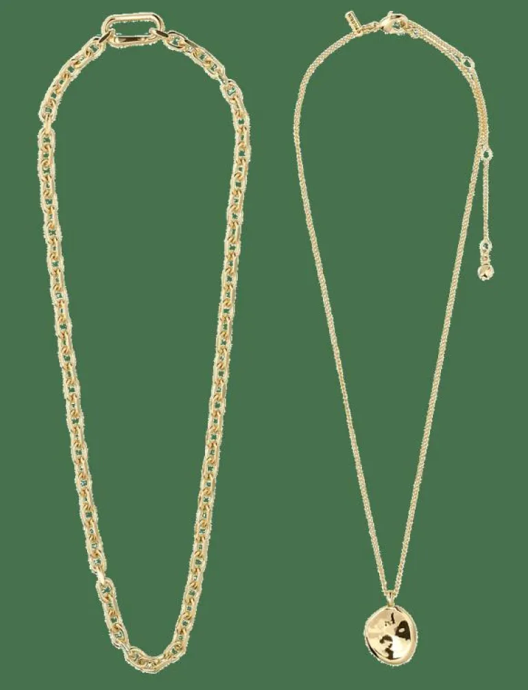 SPARKLE necklace 2-in-1 set, gold-plated - Halsband med hänge