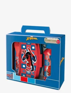 SPIDERMAN, 4-pcs. lunch box/alu bottle/spoon+fork - Lunchlådor