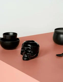 Still Life skull ljuslykta svart 85mm - Skulpturer & Porslinsfigurer