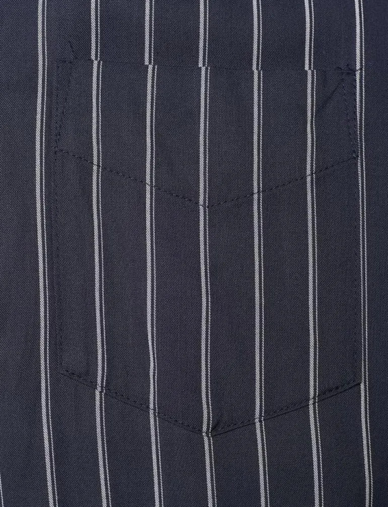 Striped Belted Twill Wide-Leg Jumpsuit - Jumpsuits