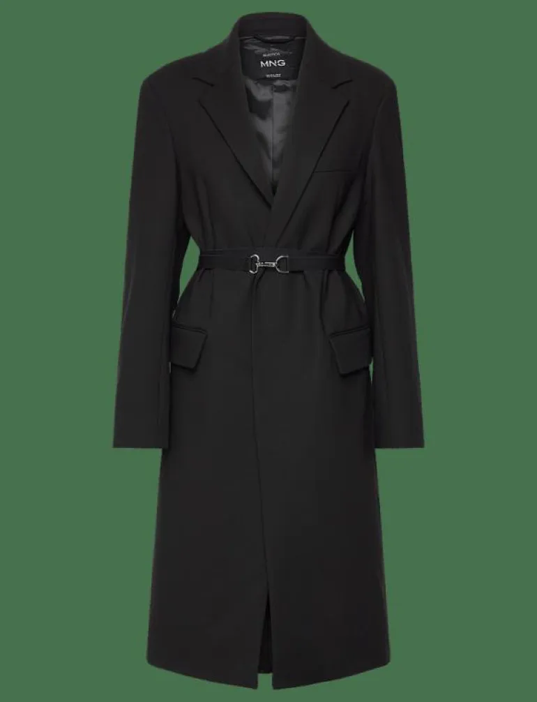 Structured double fabric coat with belt - Ullkappor