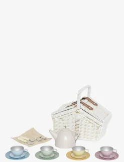 Teservis med korg pastell - Leksakskök & Tillbehör