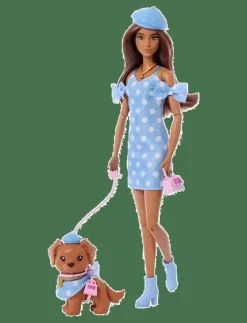 Twinning Looks Fashion Doll with Pet Dog, Matching Blue Clothes & Accessories, Brunette - Dockor