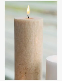 Upcycled olive wax pillar candle - Blockljus
