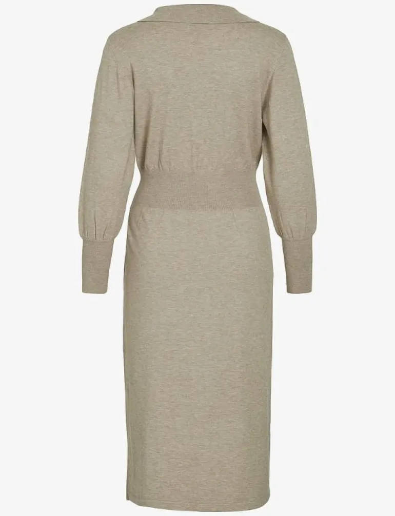 VICOMFY L/S COLLAR RIB KNIT DRESS - NOOS - Midiklänningar