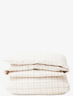 White/Beige Checked Lyocell/Cotton Bed Set - Påslakanset
