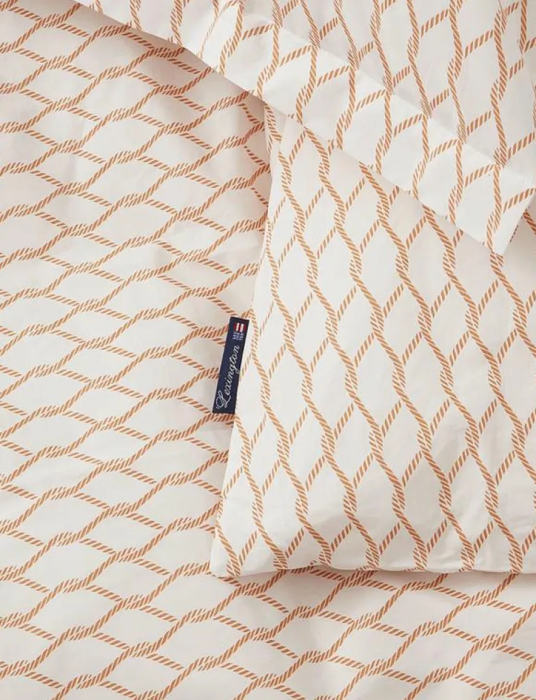 White/Beige Rope Printed Cotton Poplin Bed Set - Påslakanset