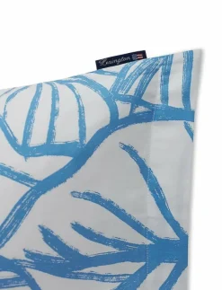 White/Blue Printed Cotton Sateen Pillowcase - Örngott