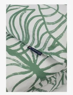 White/Green Printed Cotton Sateen Bed Set - Påslakanset