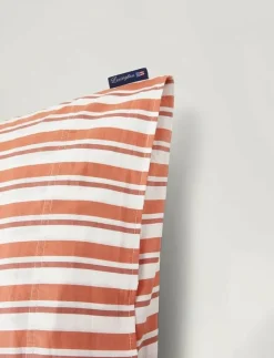 White/Terra Striped Cotton Poplin Bed Set - Påslakanset
