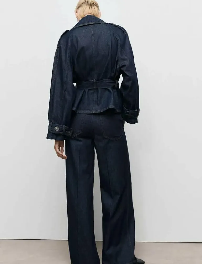 Wide leg denim trousers with belt loops - Vida byxor