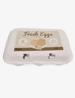 Wooden eggs in an egg tray, 6 pieces - Leksaksmat & Leksakstårtor