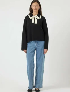 YASJOSIE LS BOW KNIT TOP - Stickat