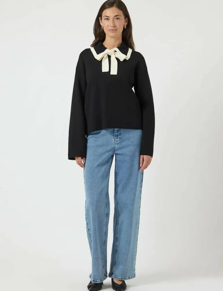 YASJOSIE LS BOW KNIT TOP - Stickat